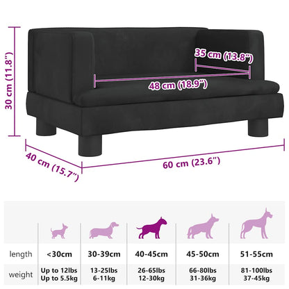 Cama para cães 60x40x30 cm veludo preto