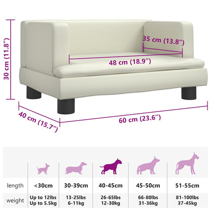 Cama para cães 60x40x30 cm couro artificial cor creme