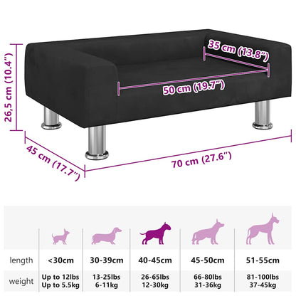 Cama para cães 70x45x26,5 cm veludo preto