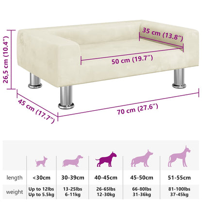 Cama para cães 70x45x26,5 cm veludo cor creme