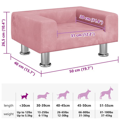Cama para cães 50x40x26,5 cm veludo rosa