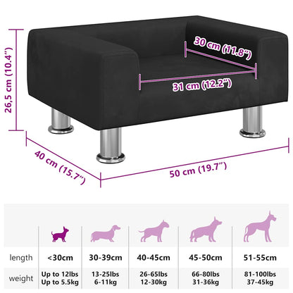 Cama para cães 50x40x26,5 cm veludo preto