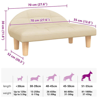 Cama para cães 70x52x30 cm tecido cor creme