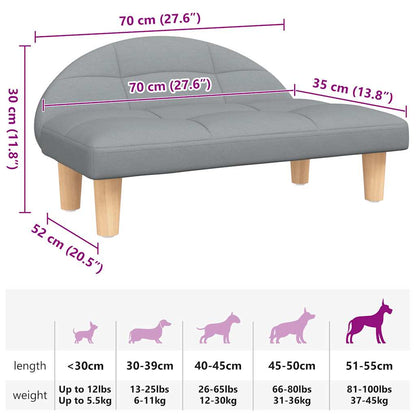 Cama para cães 70x52x30 cm tecido cinzento-claro
