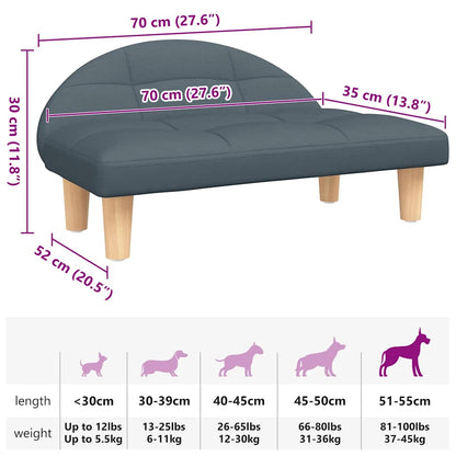 Cama para cães 70x52x30 cm tecido cinzento-escuro