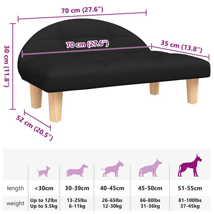 Cama para cães 70x52x30 cm tecido preto