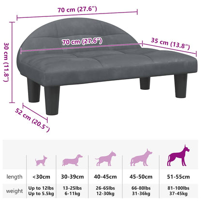 Cama para cães 70x52x30 cm veludo cinzento-escuro
