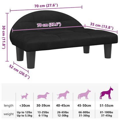 Cama para cães 70x52x30 cm veludo preto