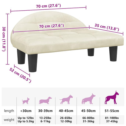 Cama para cães 70x52x30 cm veludo cor creme