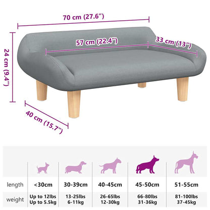 Cama para cães 70x40x24 cm tecido cinzento-claro