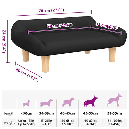 Cama para cães 70x40x24 cm tecido preto