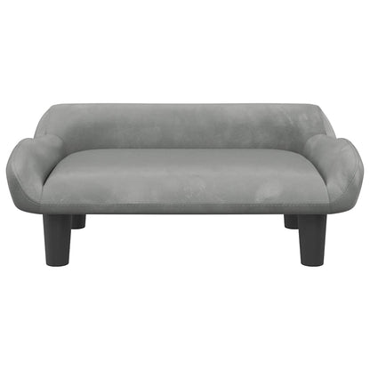 Cama para cães 70x40x24 cm veludo cinzento-claro