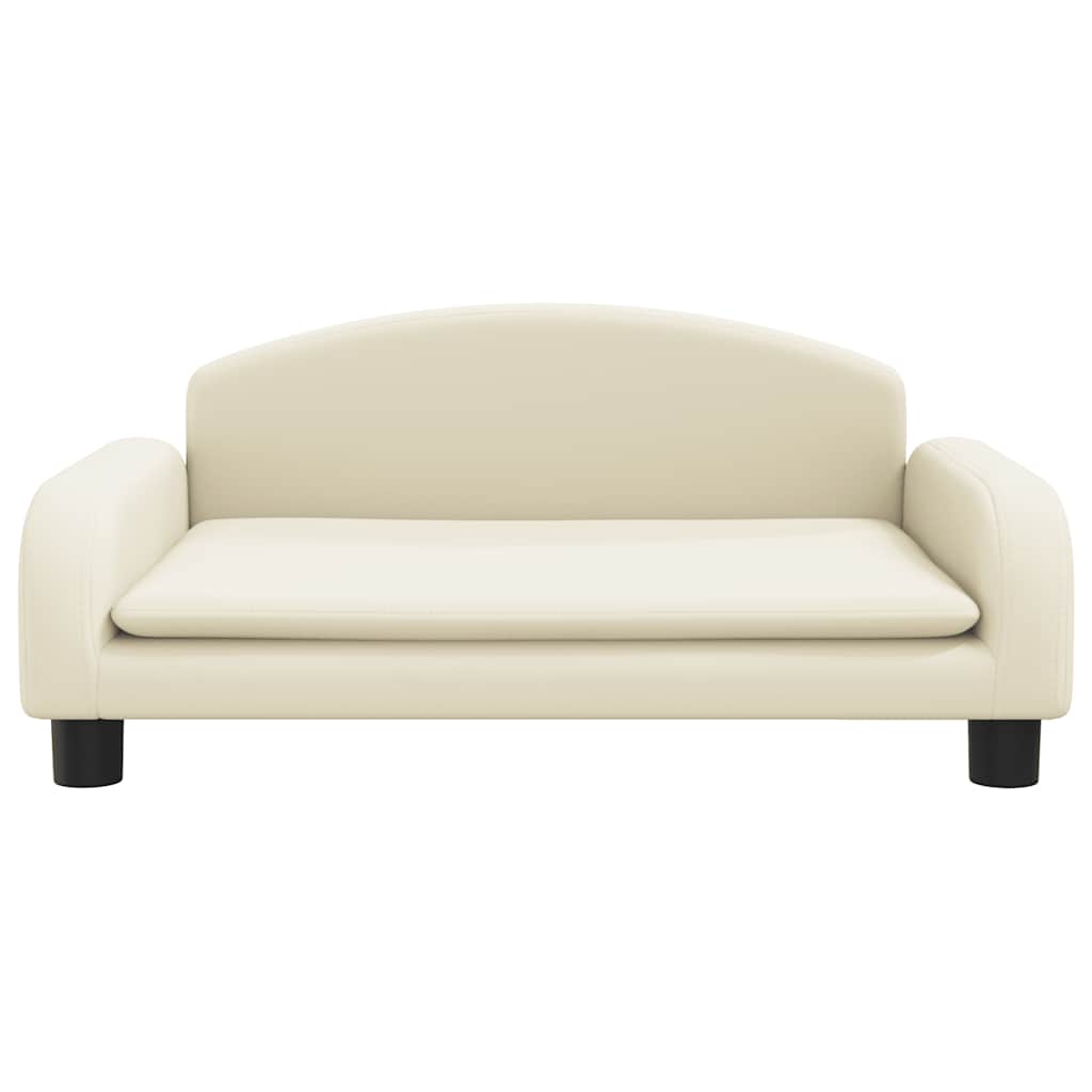 Cama para cães 70x45x30 cm couro artificial cor creme