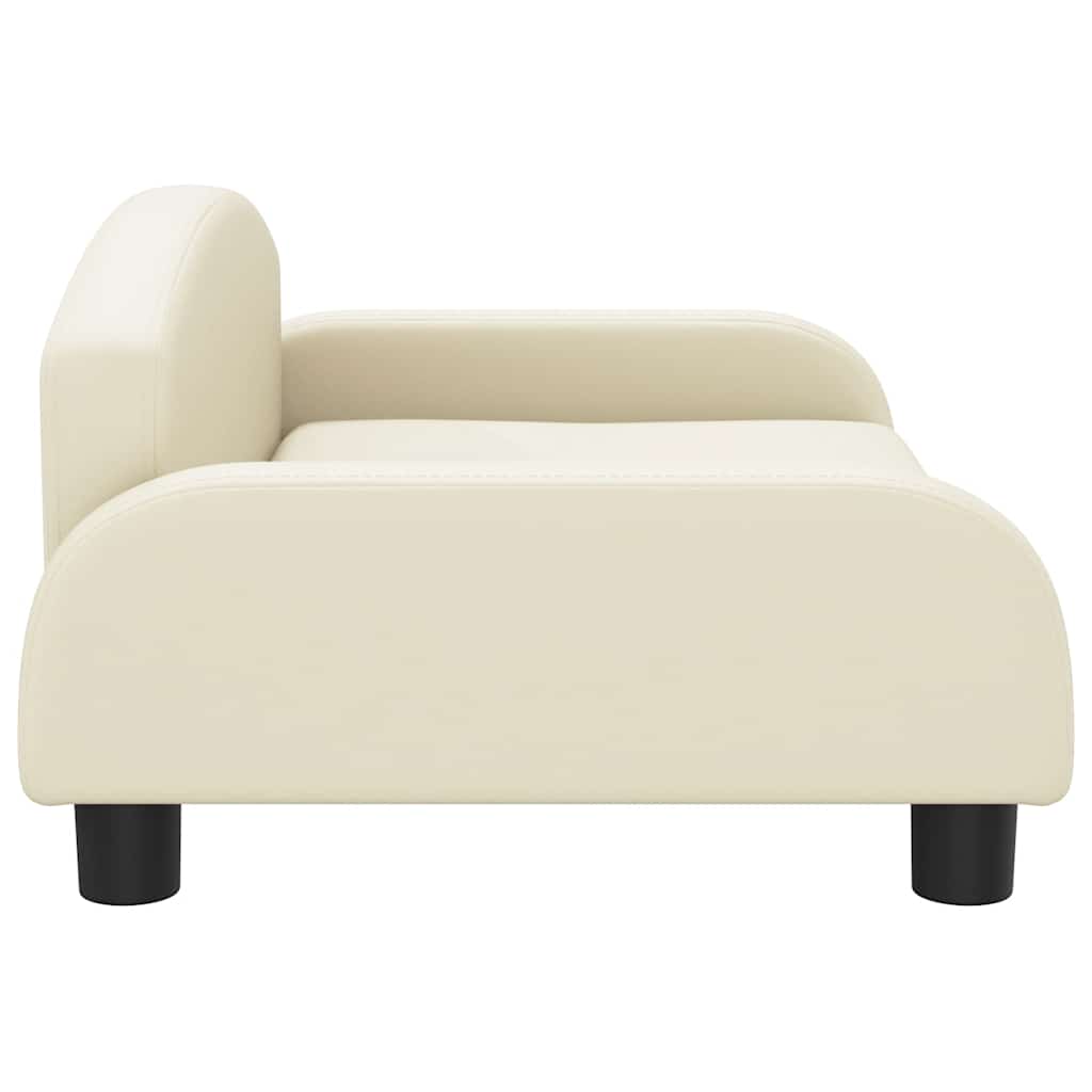 Cama para cães 70x45x30 cm couro artificial cor creme