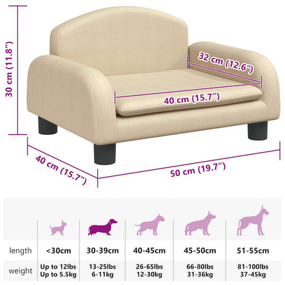 Cama para cães 50x40x30 cm tecido cor creme