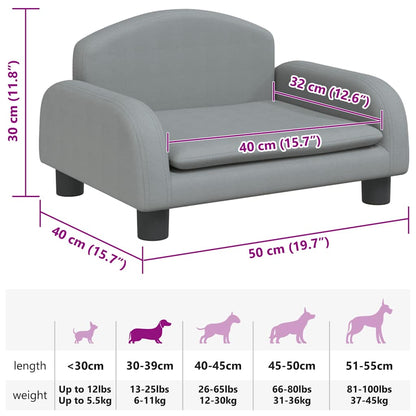 Cama para cães 50x40x30 cm tecido cinzento-claro