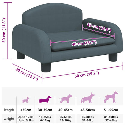 Cama para cães 50x40x30 cm tecido cinzento-escuro