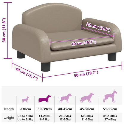 Cama para cães 50x40x30 cm couro artificial cor cappuccino