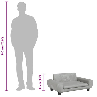 Cama para cães 70x45x33 cm veludo cinzento-claro