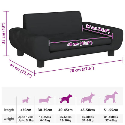 Cama para cães 70x45x33 cm veludo preto
