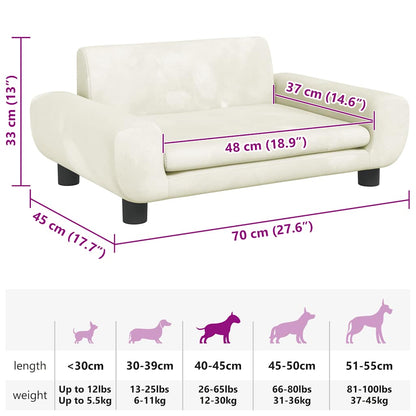 Cama para cães 70x45x33 cm veludo cor creme