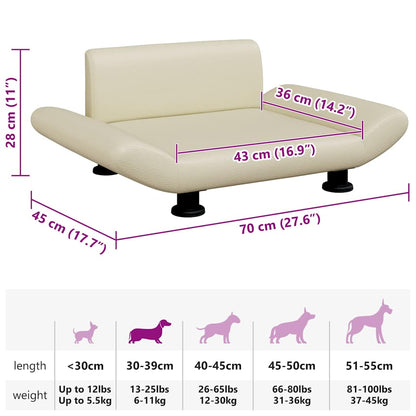 Cama para cães 70x45x28 cm couro artificial cor creme