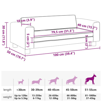 Cama para cães com extensão 100x50x30 cm veludo rosa