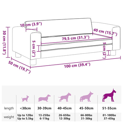 Cama para cães com extensão 100x50x30 cm veludo preto