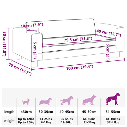 Cama para cães com extensão 100x50x30cm couro artif. cappuccino