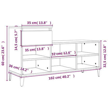 Sapateira 102x36x60 cm derivados de madeira cinzento sonoma