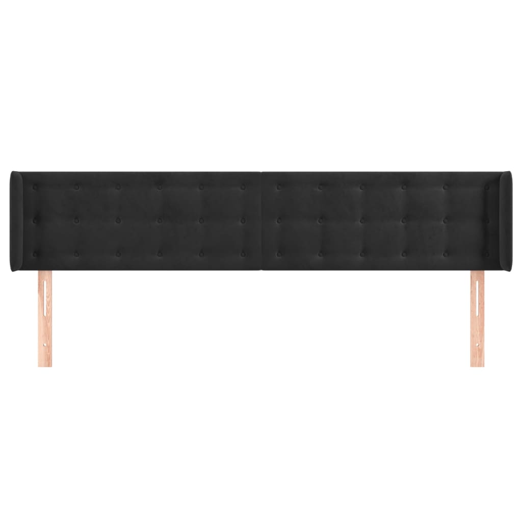 Cabeceira de cama c/ abas veludo 203x16x78/88 cm preto