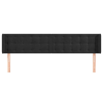 Cabeceira de cama c/ abas veludo 203x16x78/88 cm preto