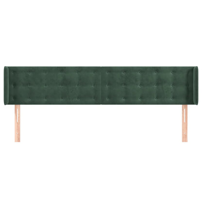 Cabeceira de cama c/ abas veludo 203x16x78/88cm verde-escuro