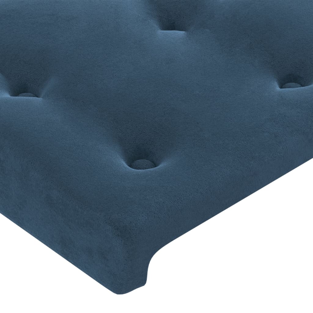 Cabeceira de cama c/ abas veludo 203x16x78/88cm azul-escuro