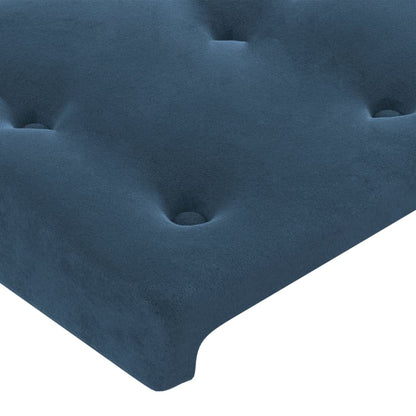 Cabeceira de cama c/ abas veludo 203x16x78/88cm azul-escuro