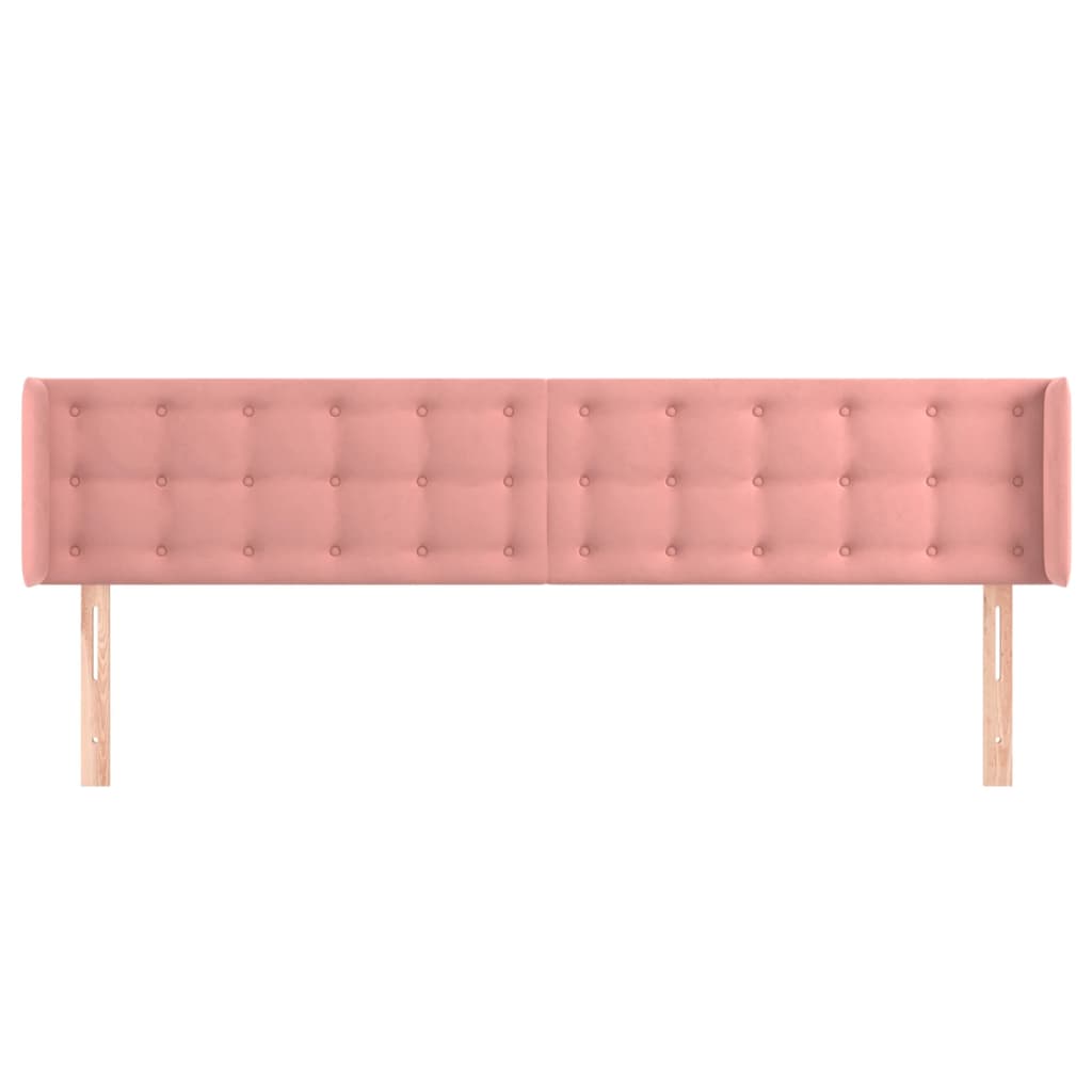 Cabeceira de cama c/ abas veludo 203x16x78/88 cm rosa