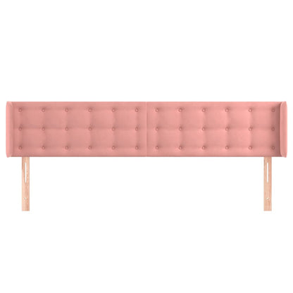Cabeceira de cama c/ abas veludo 203x16x78/88 cm rosa