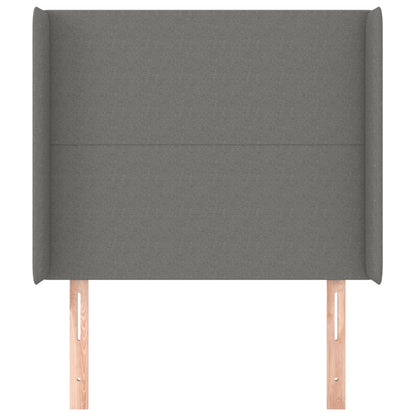 Cabeceira cama c/ abas tecido 103x16x118/128 cm cinzento-escuro