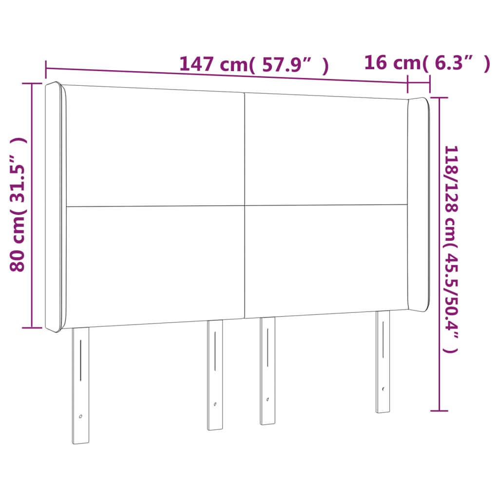 Cabeceira cama c/ abas tecido 147x16x118/128 cm castanho-escuro