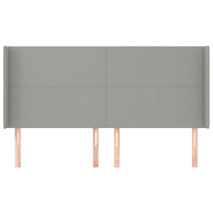 Cabeceira cama c/ abas tecido 163x16x118/128 cm cinzento-claro