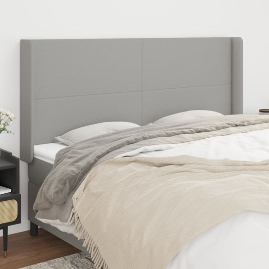 Cabeceira cama c/ abas tecido 163x16x118/128 cm cinzento-claro