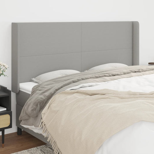 Cabeceira cama c/ abas tecido 183x16x118/128 cm cinzento-claro