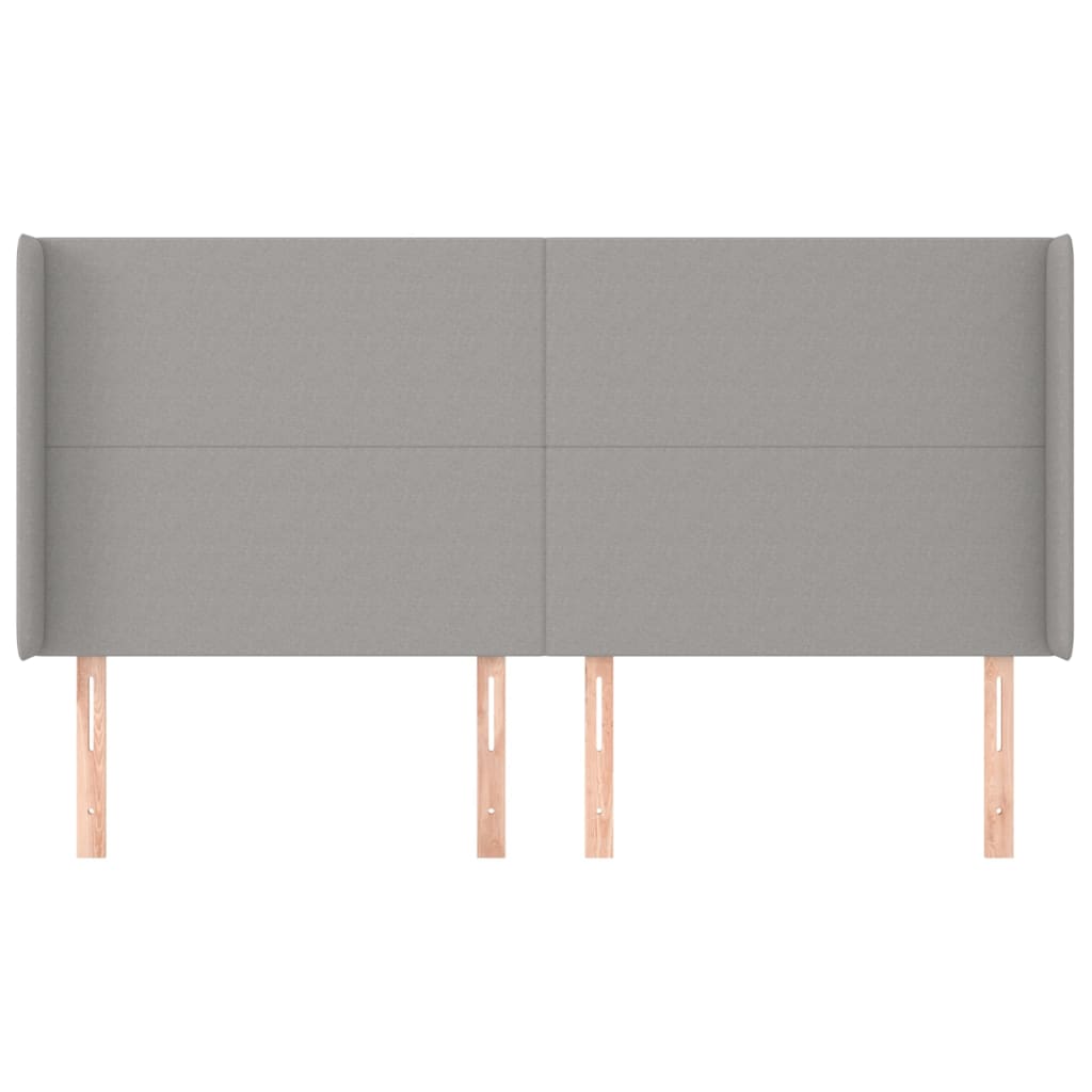 Cabeceira cama c/ abas tecido 203x16x118/128 cm cinzento-claro