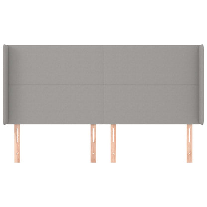 Cabeceira cama c/ abas tecido 203x16x118/128 cm cinzento-claro