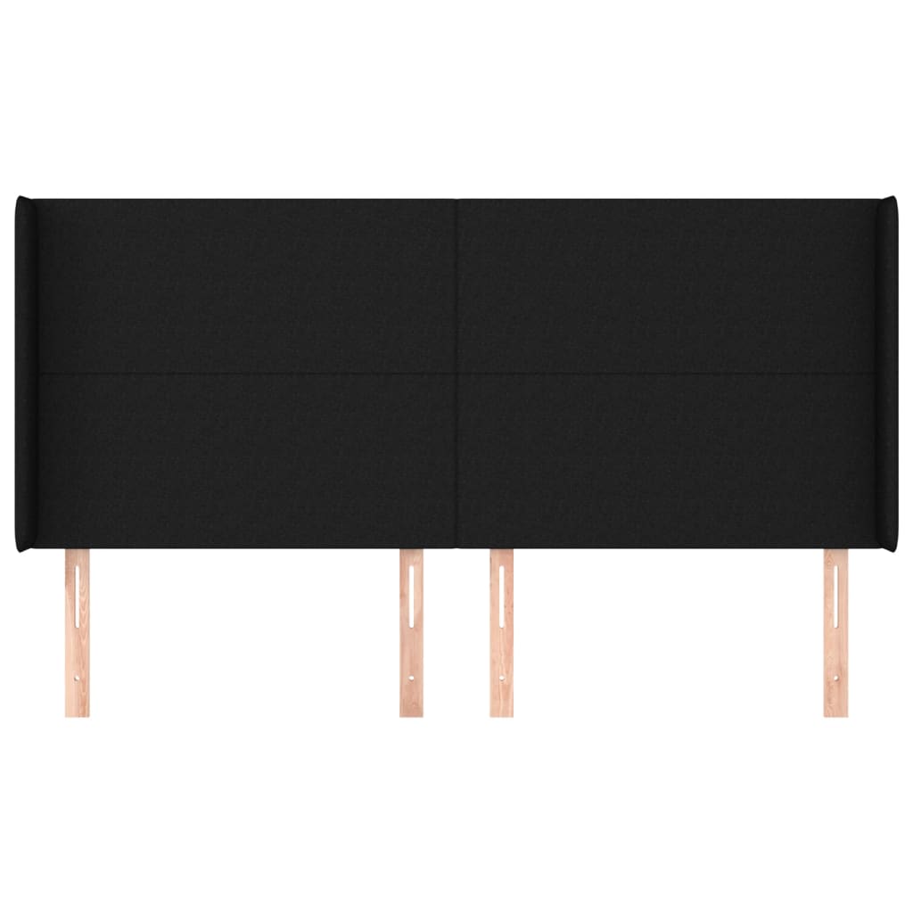 Cabeceira de cama c/ abas tecido 203x16x118/128 cm preto