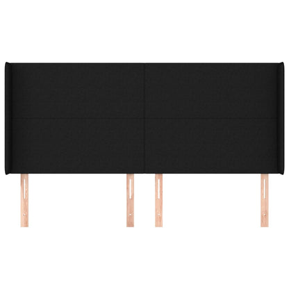 Cabeceira de cama c/ abas tecido 203x16x118/128 cm preto