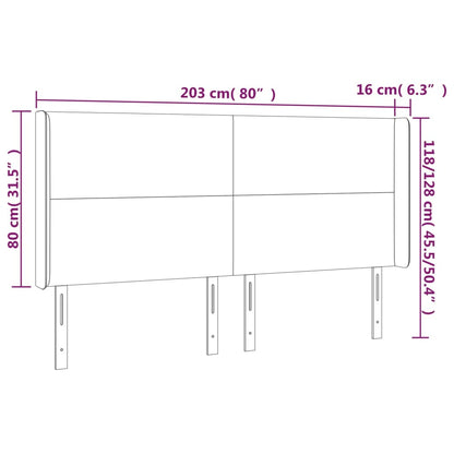 Cabeceira de cama c/ abas tecido 203x16x118/128 cm preto