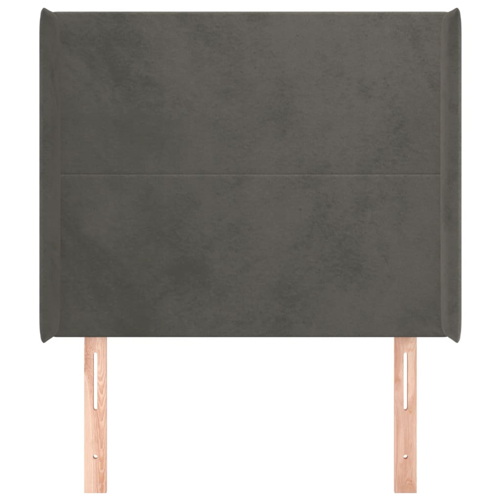 Cabeceira cama c/ abas veludo 83x16x118/128 cm cinzento-escuro