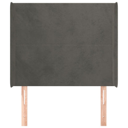 Cabeceira cama c/ abas veludo 83x16x118/128 cm cinzento-escuro