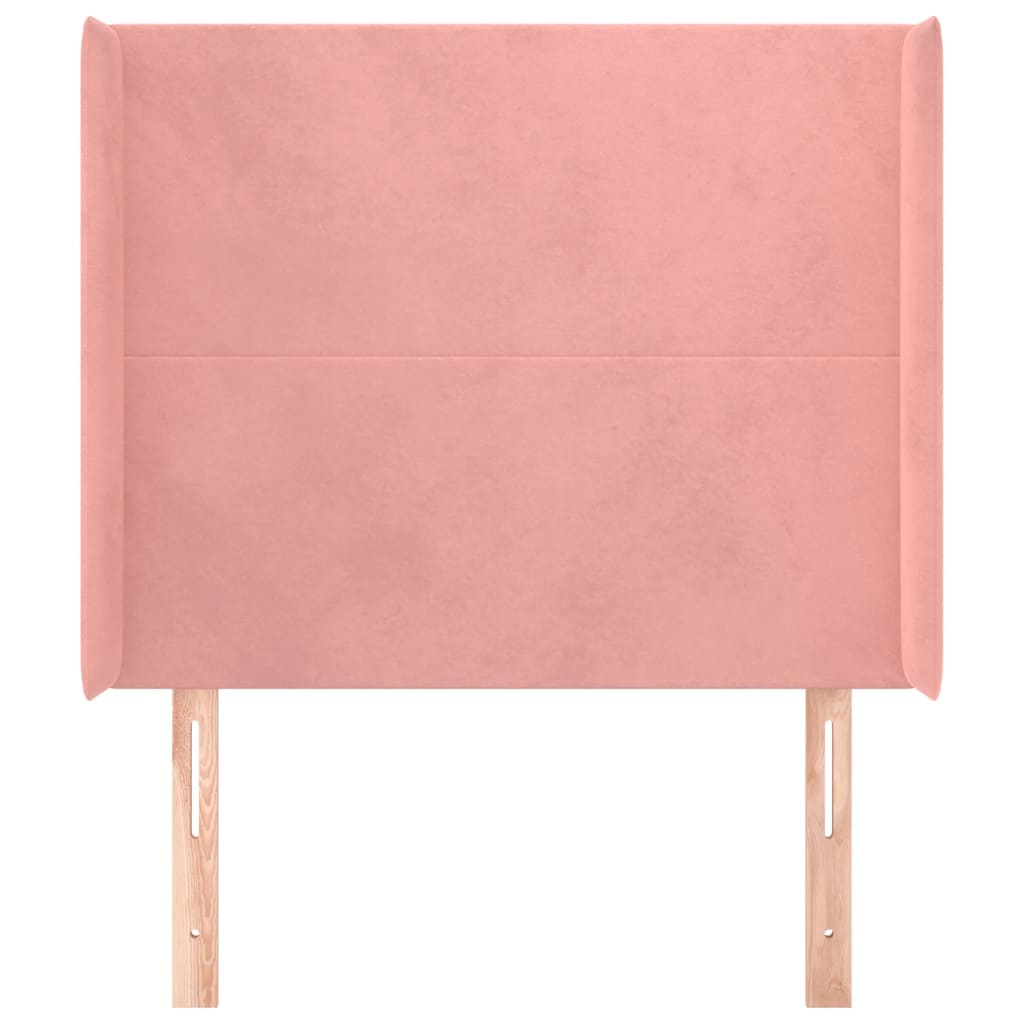 Cabeceira de cama c/ abas veludo 93x16x118/128 cm rosa